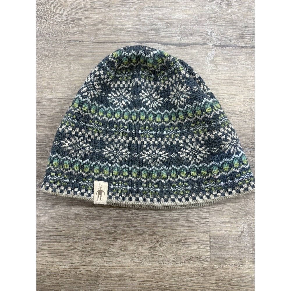 Smartwool Kids Merino Wool Beanie Youth Fair Isle Snowflake Ski Hat Green